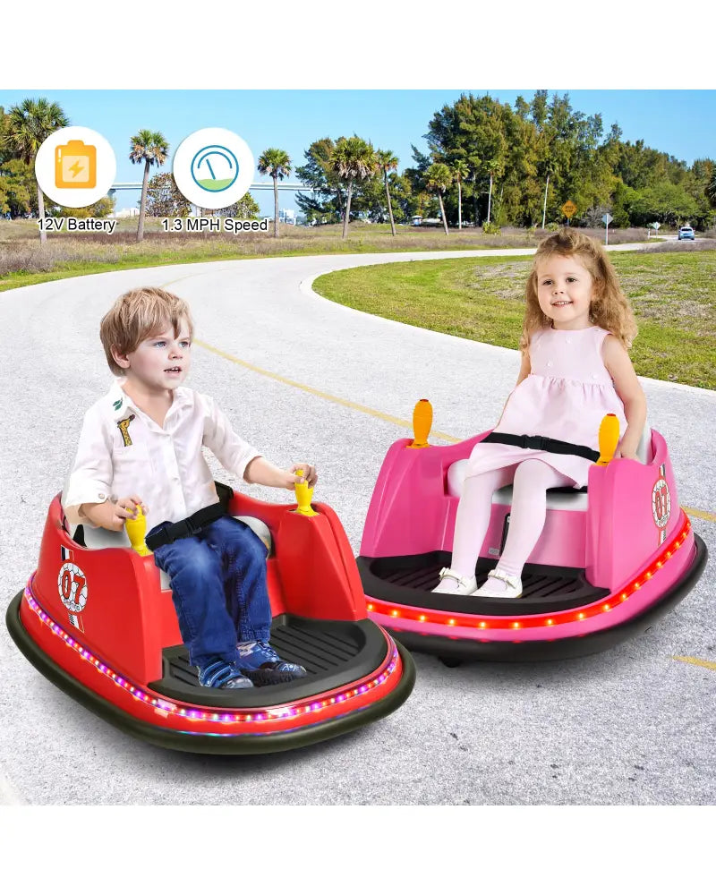 12V Electric Kids Ride On Bumper Car with Flashing Lights for Toddlers-Red - Red - Powered Ride On Toys