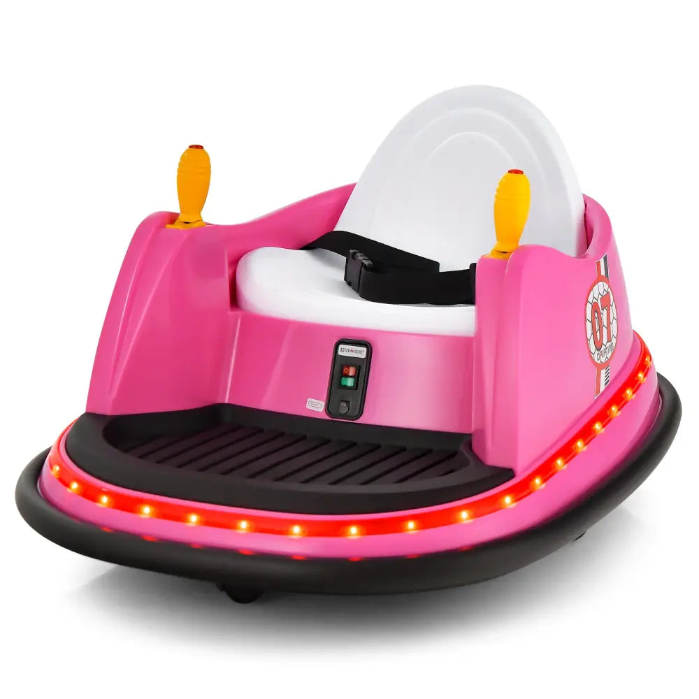 12V Electric Kids Ride On Bumper Car with Flashing Lights for Toddlers-Pink - Pink - Powered Ride On Toys