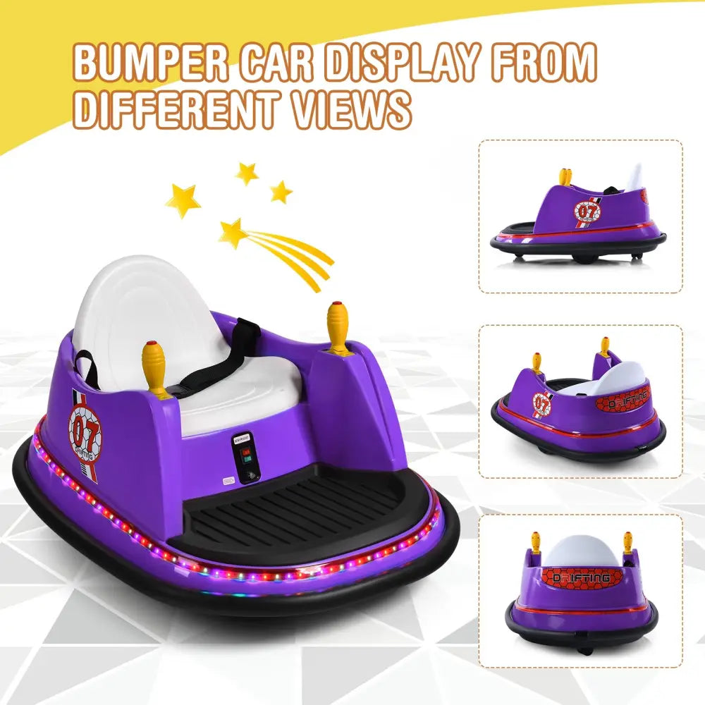 12V Electric Kids Ride On Bumper Car with Flashing Lights for Toddlers-Purple - Purple - Powered Ride On Toys