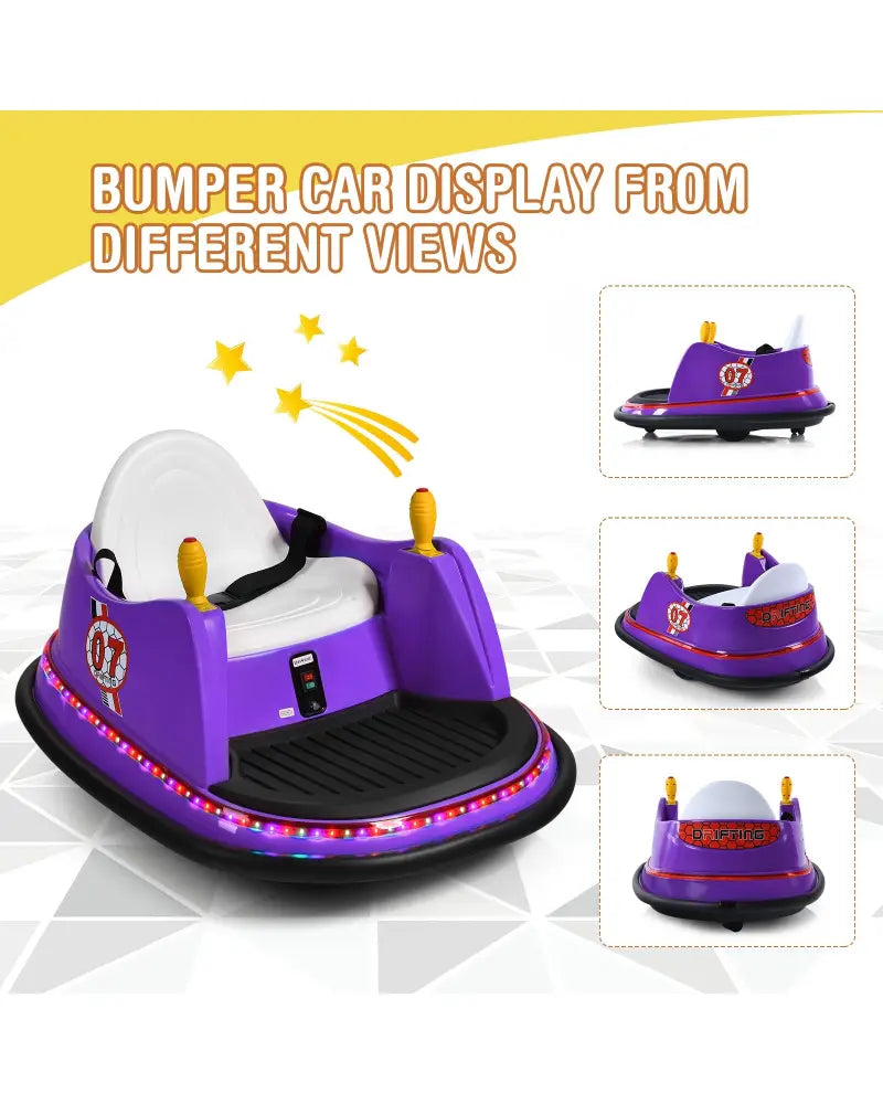 12V Electric Kids Ride On Bumper Car with Flashing Lights for Toddlers-Purple - Purple - Powered Ride On Toys