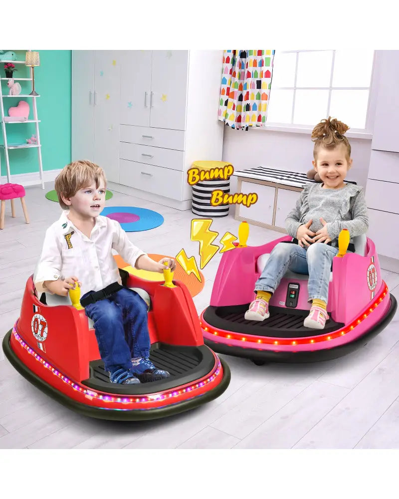 12V Electric Kids Ride On Bumper Car with Flashing Lights for Toddlers-Red - Red - Powered Ride On Toys
