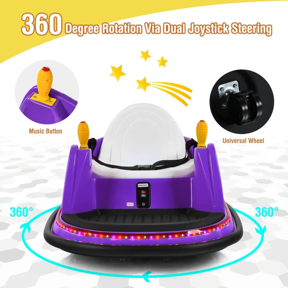 12V Electric Kids Ride On Bumper Car with Flashing Lights for Toddlers-Purple - Purple - Powered Ride On Toys