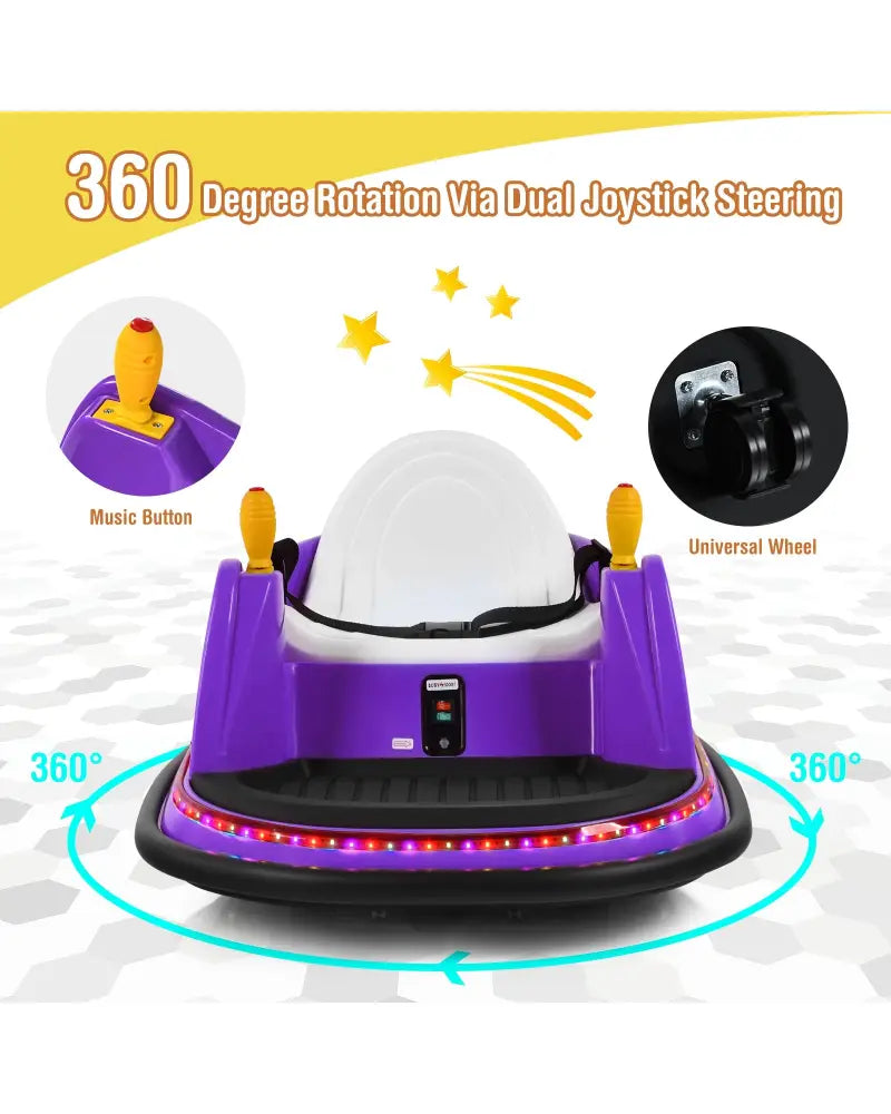 12V Electric Kids Ride On Bumper Car with Flashing Lights for Toddlers-Purple - Purple - Powered Ride On Toys