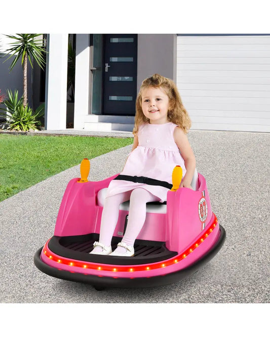 12V Electric Kids Ride On Bumper Car with Flashing Lights for Toddlers-Pink - Pink - Powered Ride On Toys