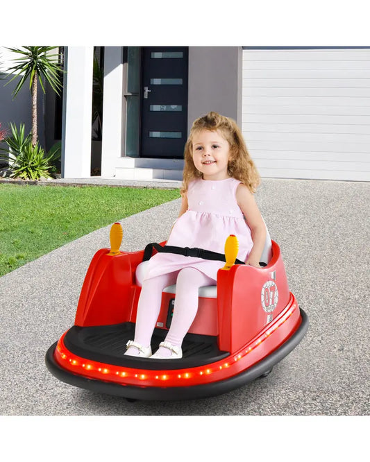 12V Electric Kids Ride On Bumper Car with Flashing Lights for Toddlers-Red - Red - Powered Ride On Toys