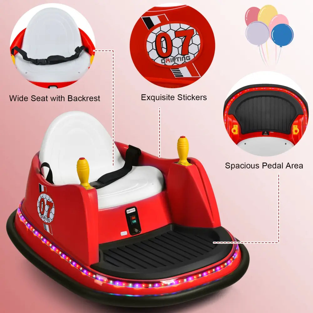 12V Electric Kids Ride On Bumper Car with Flashing Lights for Toddlers-Red - Red - Powered Ride On Toys
