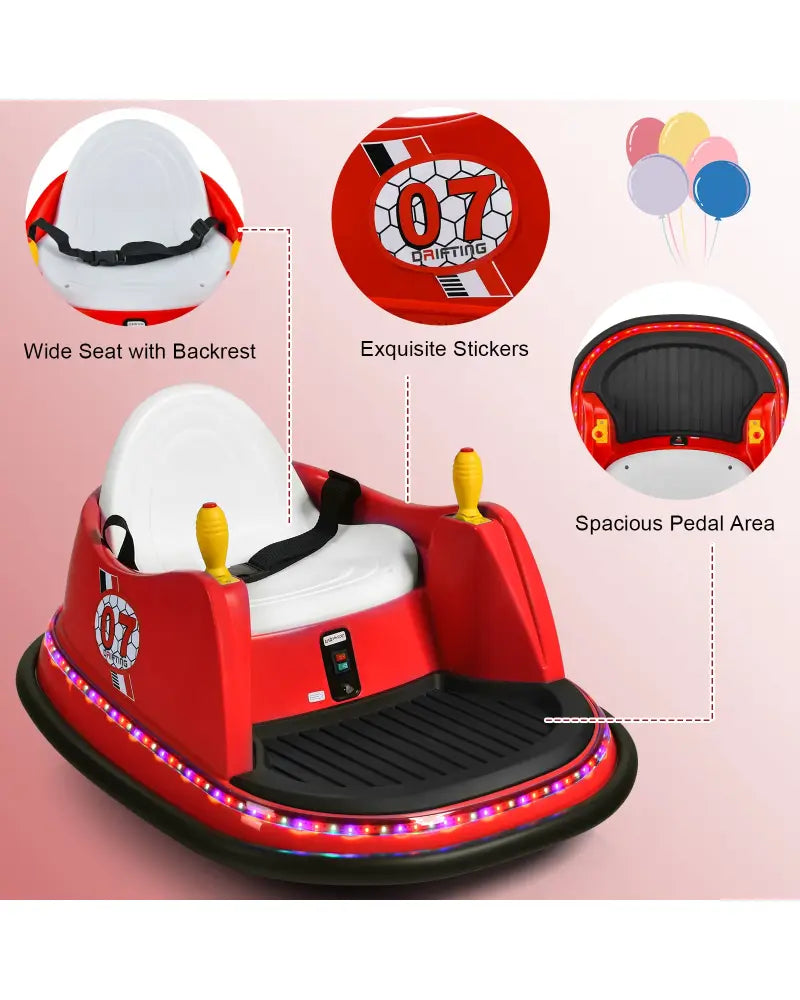 12V Electric Kids Ride On Bumper Car with Flashing Lights for Toddlers-Red - Red - Powered Ride On Toys