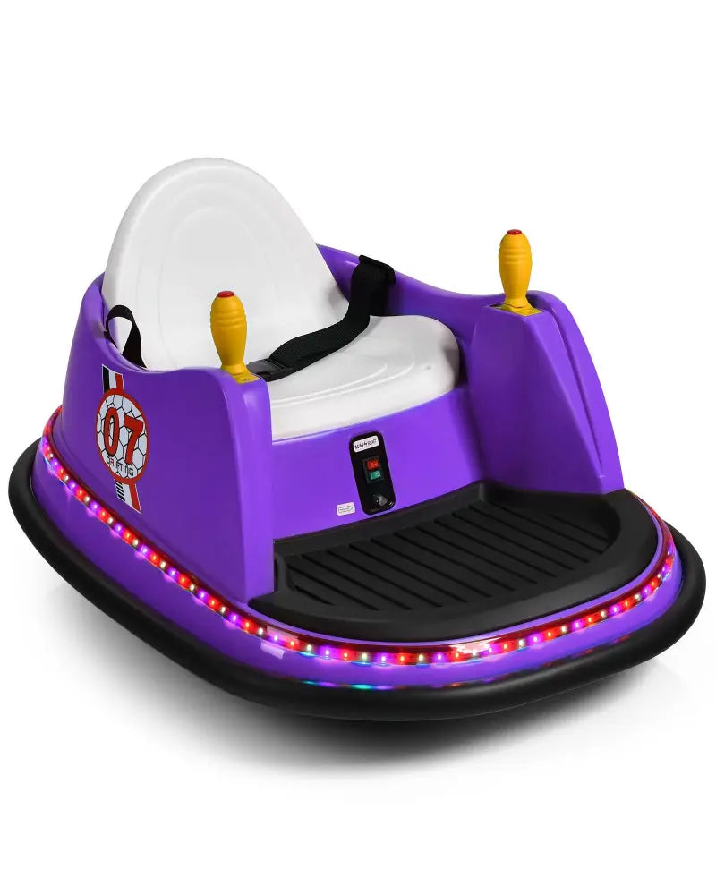12V Electric Kids Ride On Bumper Car with Flashing Lights for Toddlers-Purple - Purple - Powered Ride On Toys