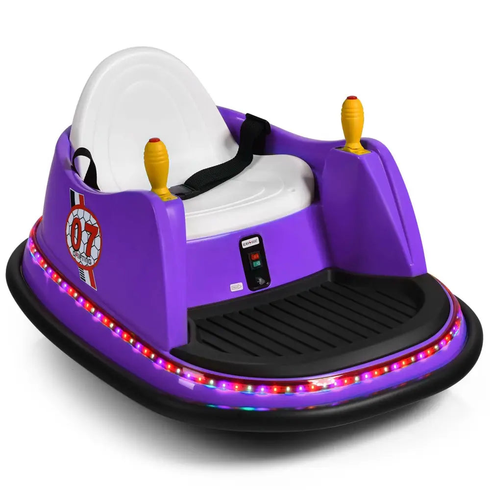 12V Electric Kids Ride On Bumper Car with Flashing Lights for Toddlers-Purple - Purple - Powered Ride On Toys