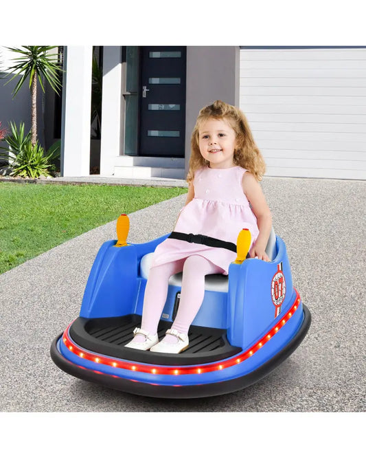 12V Electric Kids Ride On Bumper Car with Flashing Lights for Toddlers-Blue - Blue - Powered Ride On Toys