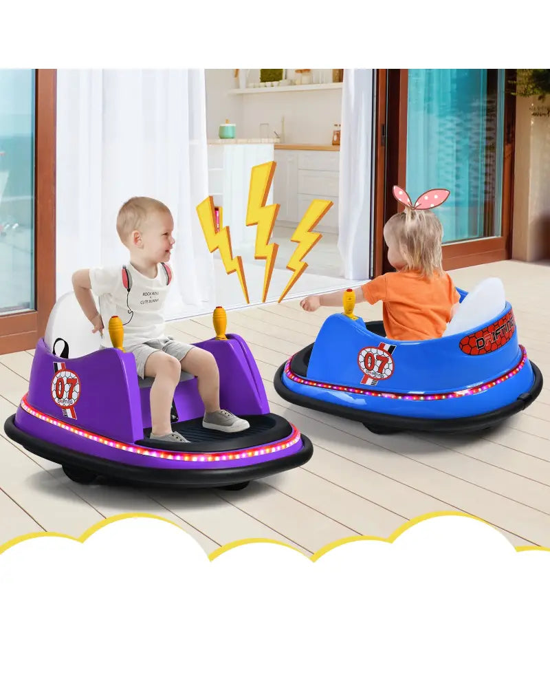 12V Electric Kids Ride On Bumper Car with Flashing Lights for Toddlers-Purple - Purple - Powered Ride On Toys
