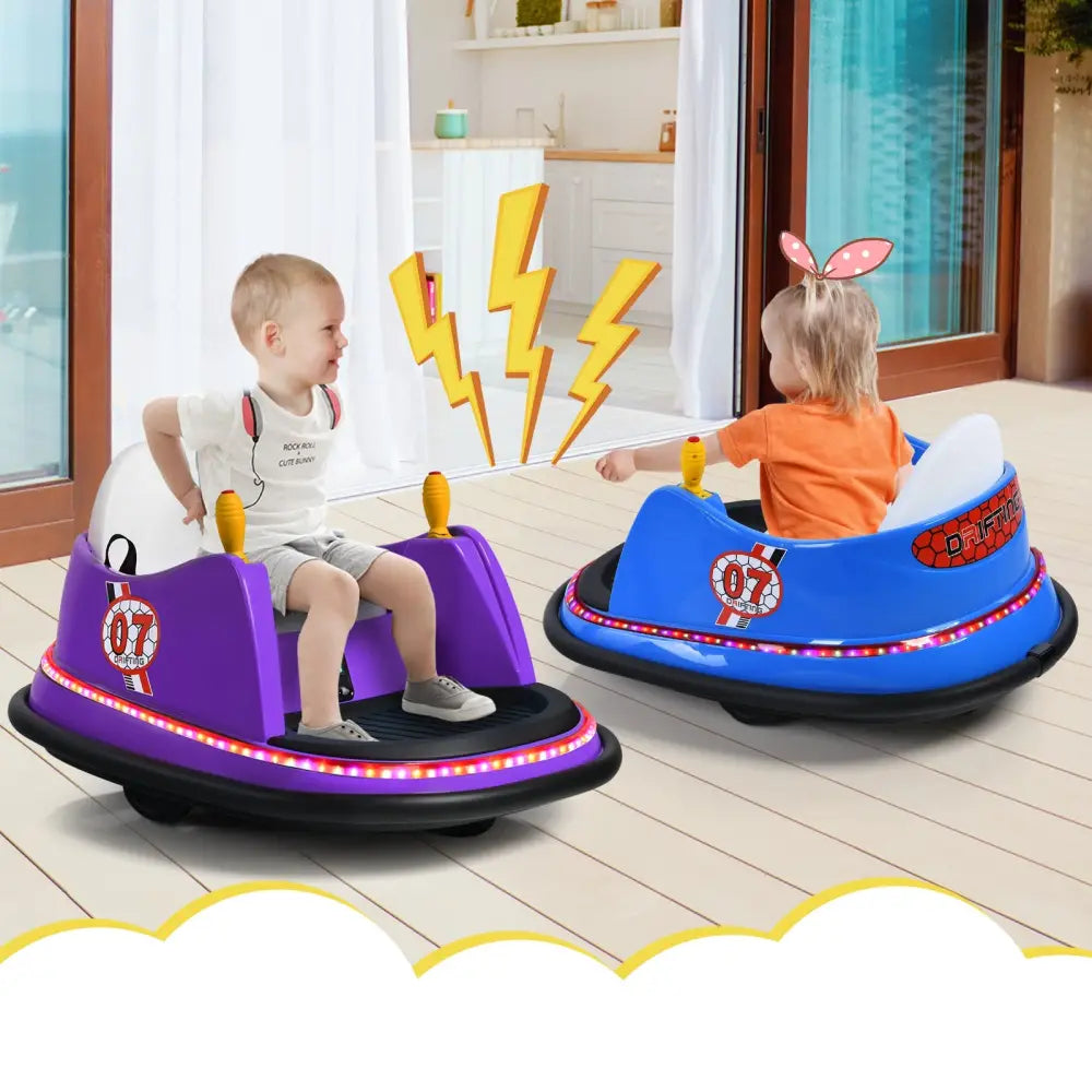 12V Electric Kids Ride On Bumper Car with Flashing Lights for Toddlers-Purple - Purple - Powered Ride On Toys