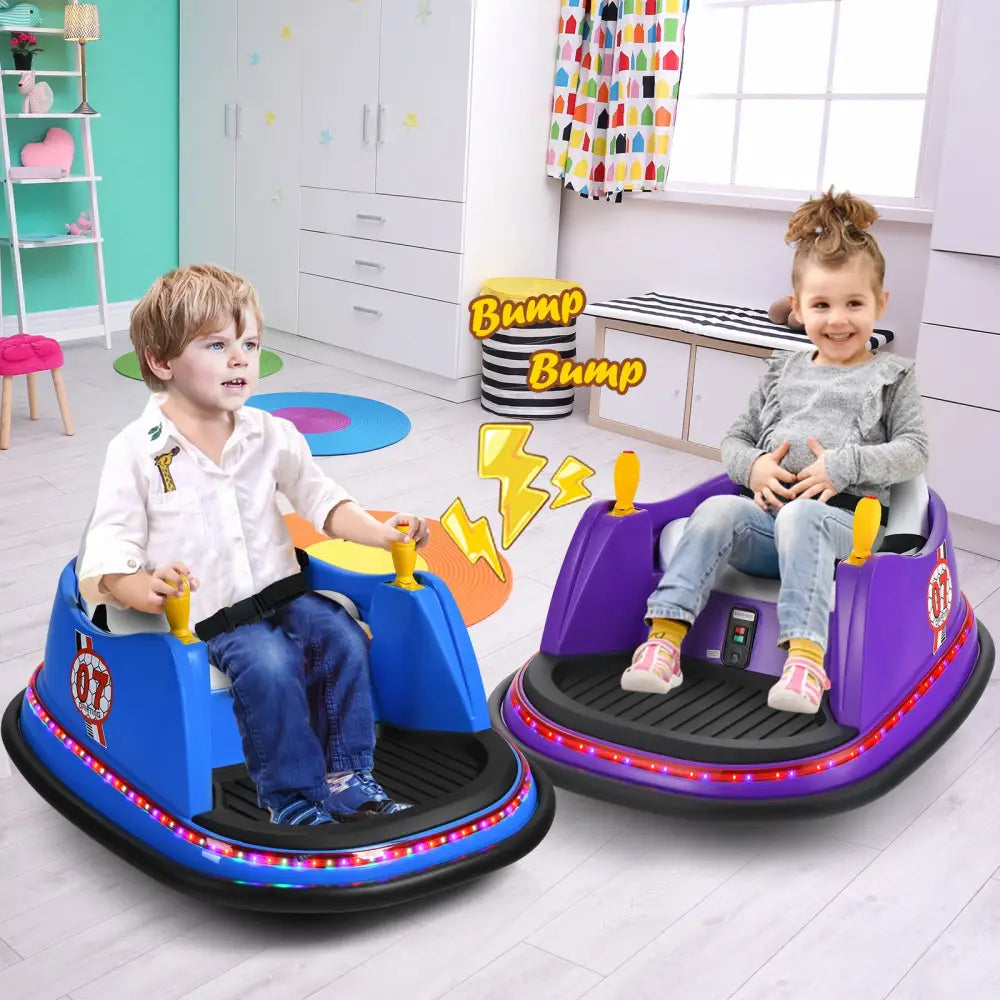12V Electric Kids Ride On Bumper Car with Flashing Lights for Toddlers-Blue - Blue - Powered Ride On Toys