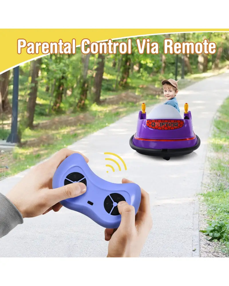 12V Electric Kids Ride On Bumper Car with Flashing Lights for Toddlers-Purple - Purple - Powered Ride On Toys