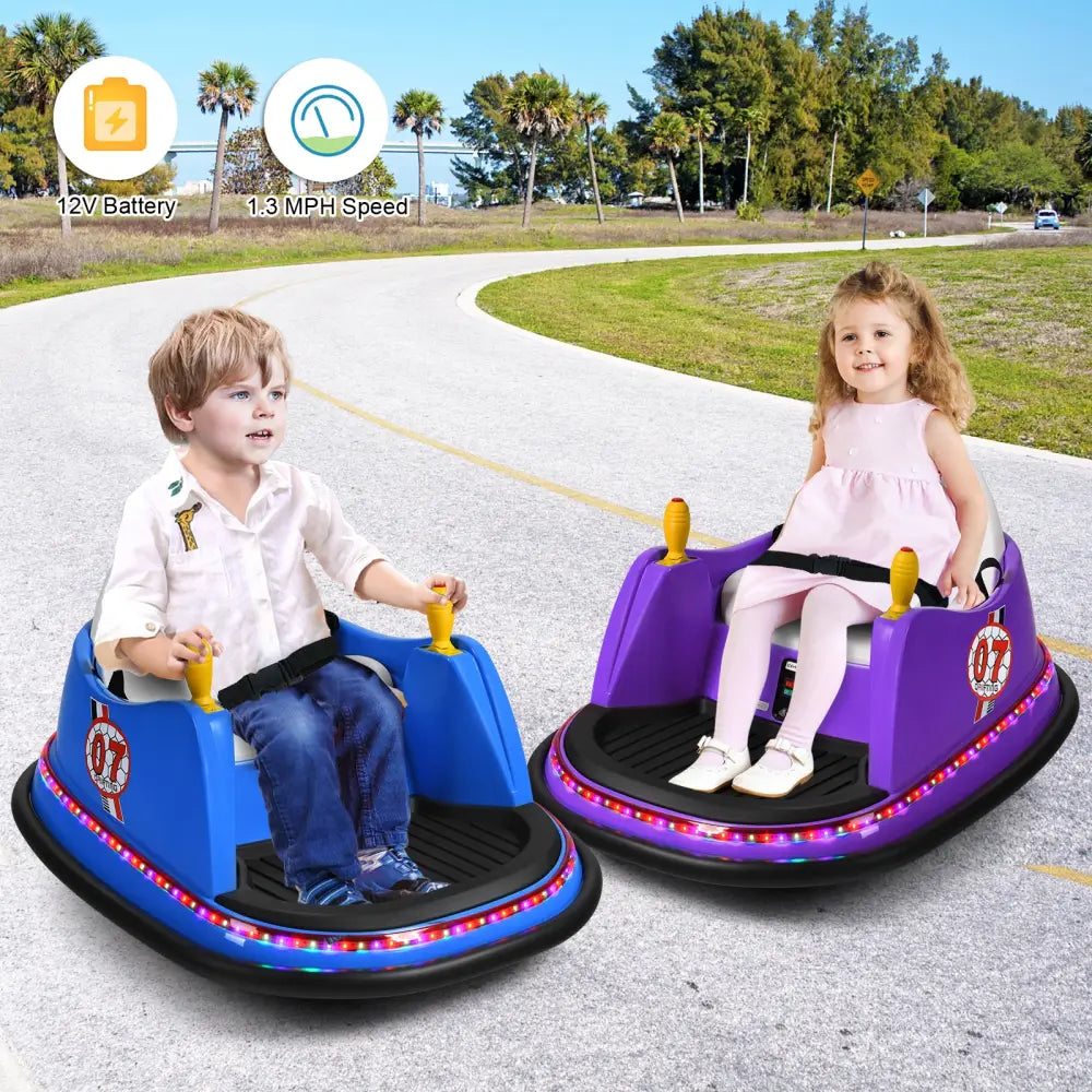 12V Electric Kids Ride On Bumper Car with Flashing Lights for Toddlers-Blue - Blue - Powered Ride On Toys