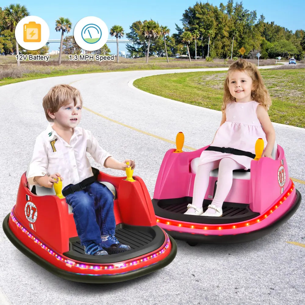 12V Electric Kids Ride On Bumper Car with Flashing Lights for Toddlers-Pink - Pink - Powered Ride On Toys