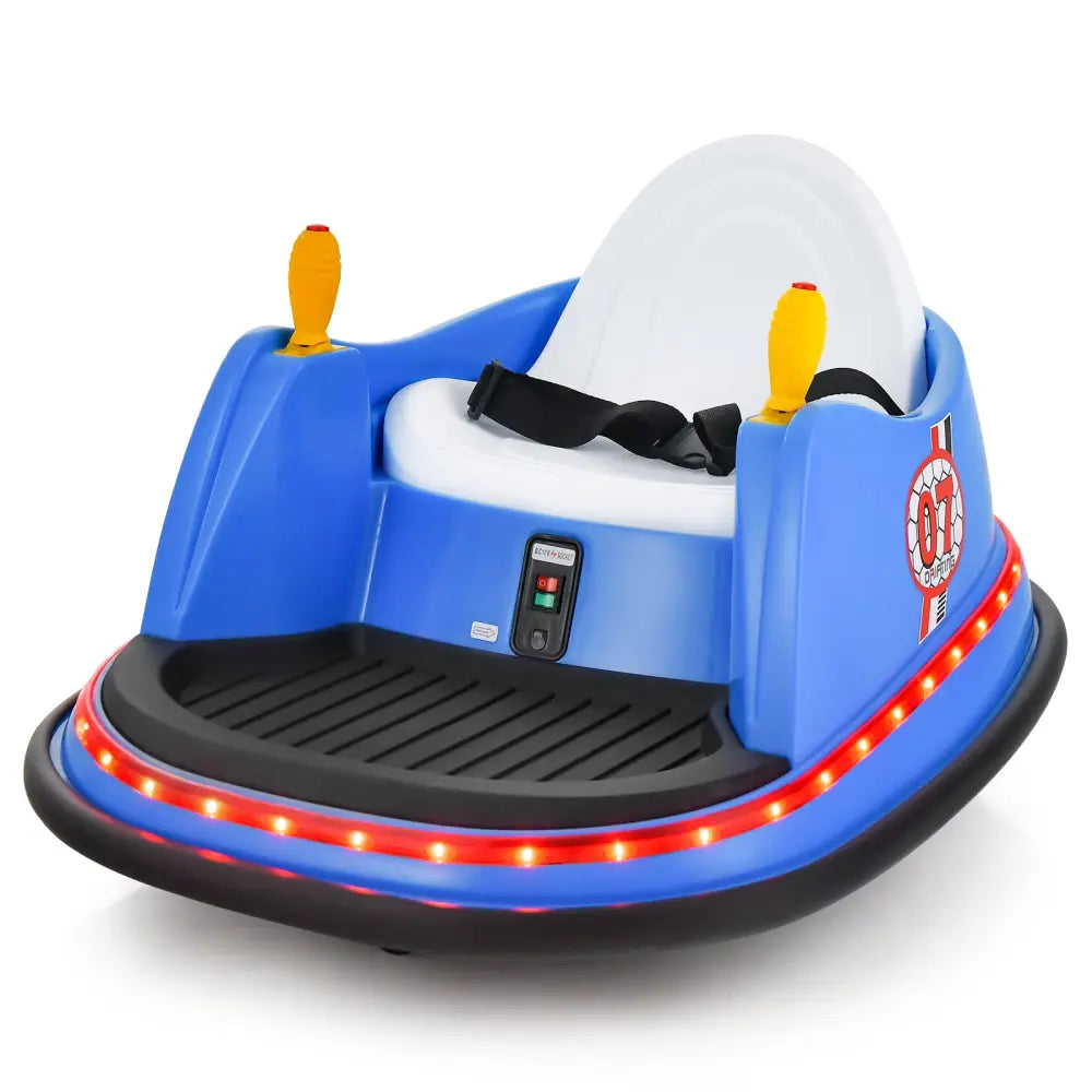12V Electric Kids Ride On Bumper Car with Flashing Lights for Toddlers-Blue - Blue - Powered Ride On Toys
