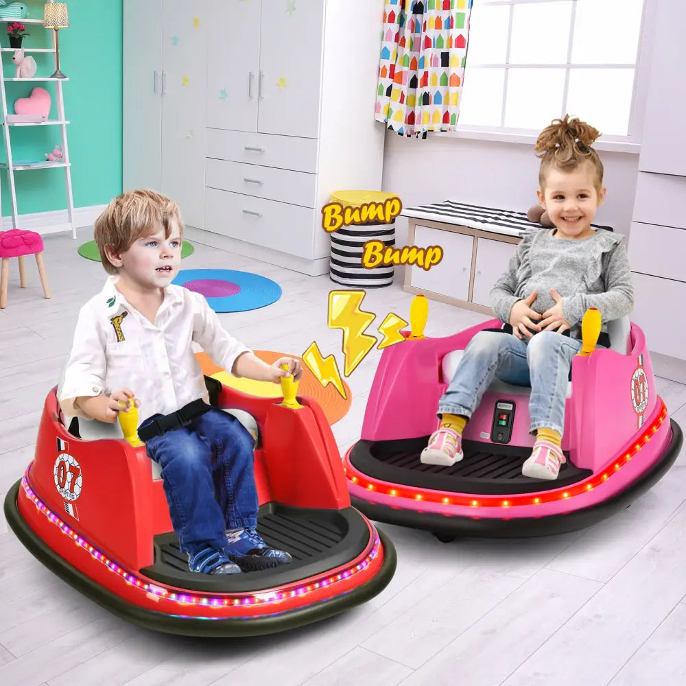 12V Electric Kids Ride On Bumper Car with Flashing Lights for Toddlers-Pink - Pink - Powered Ride On Toys
