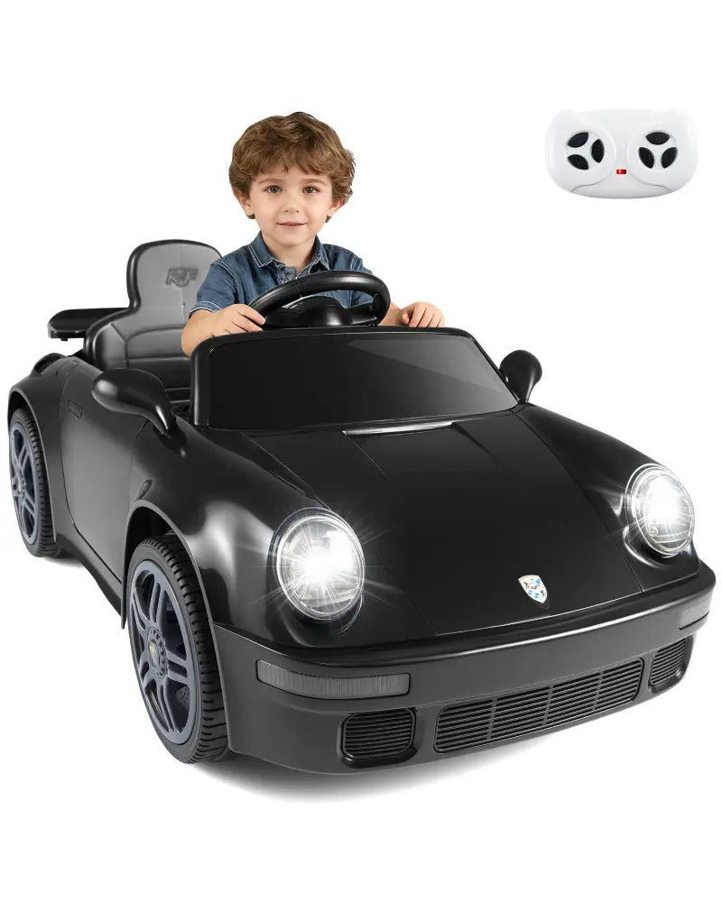 12V Electric Ride On Car Licensed RUF CTR with Remote Control and Music-Black - Black - Powered Ride On Toys