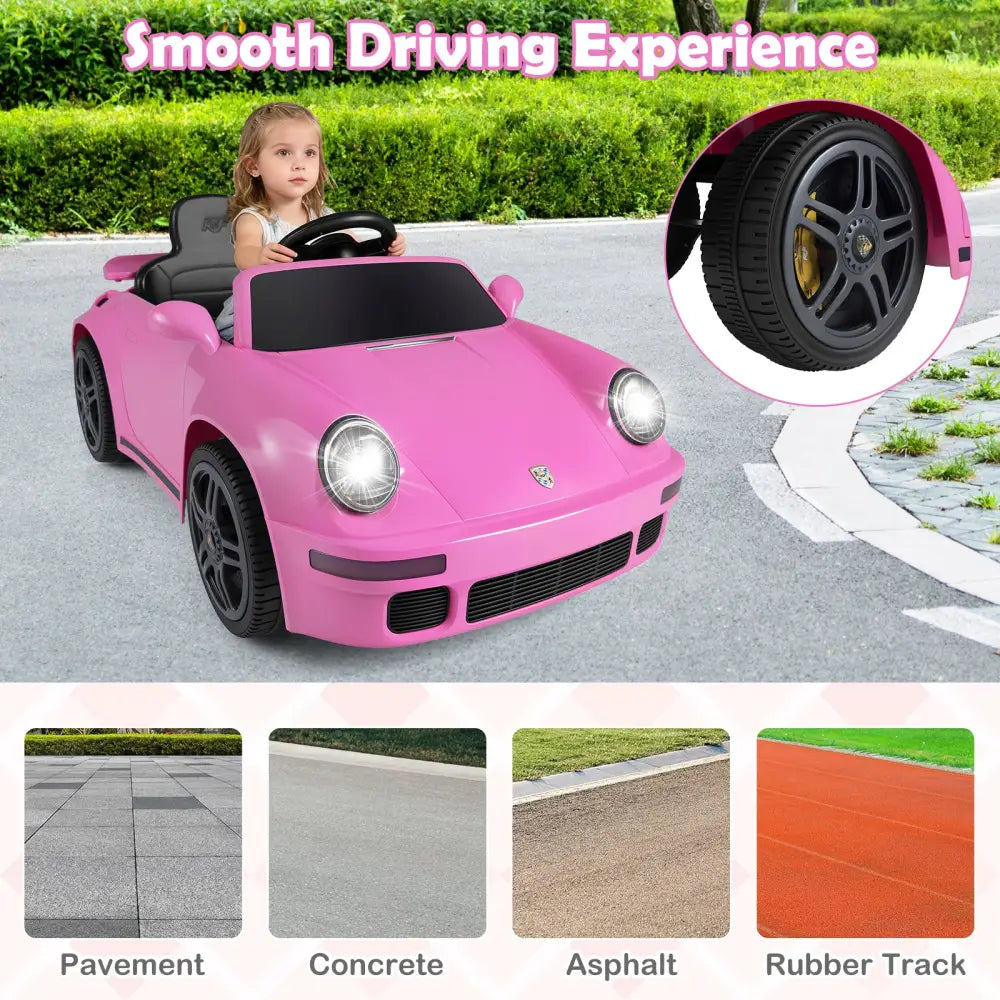 12V Electric Ride On Car Licensed RUF CTR with Remote Control and Music-Pink - Pink - Powered Ride On Toys