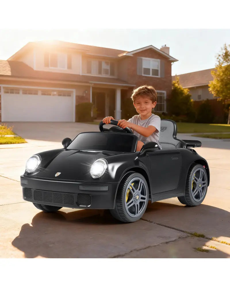12V Electric Ride On Car Licensed RUF CTR with Remote Control and Music-Black - Black - Powered Ride On Toys