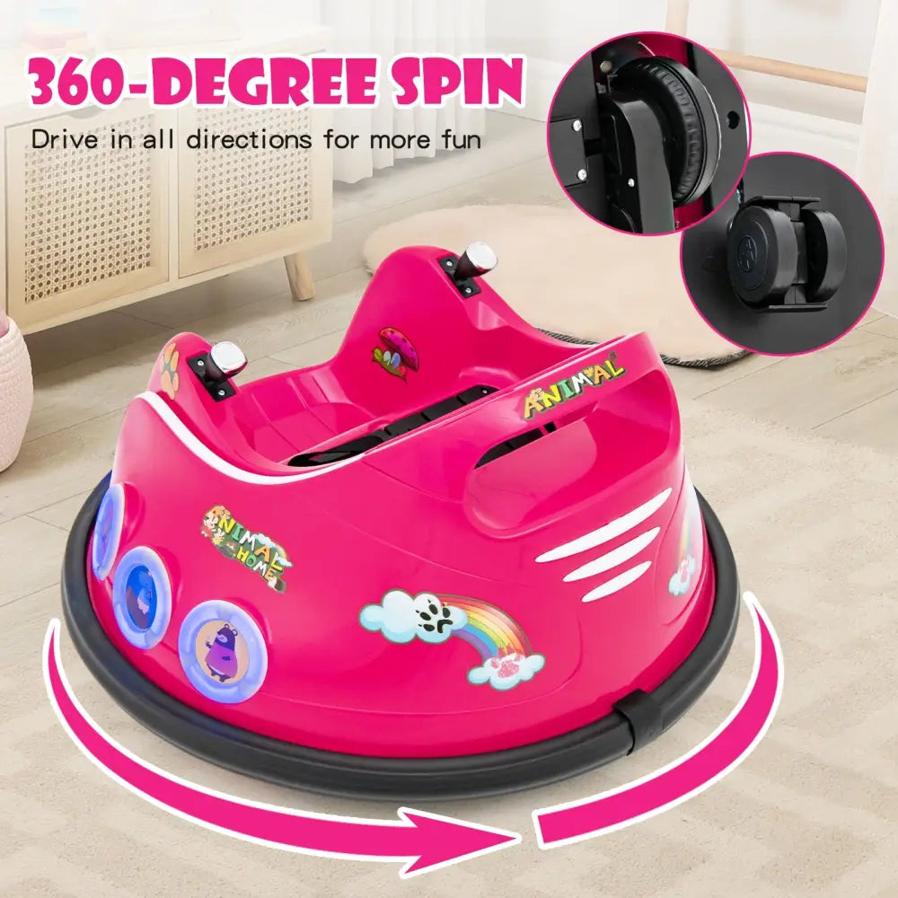 12V Electric Ride On Car with Remote Control and Flashing LED Lights-Pink - Pink - Powered Ride On Toys