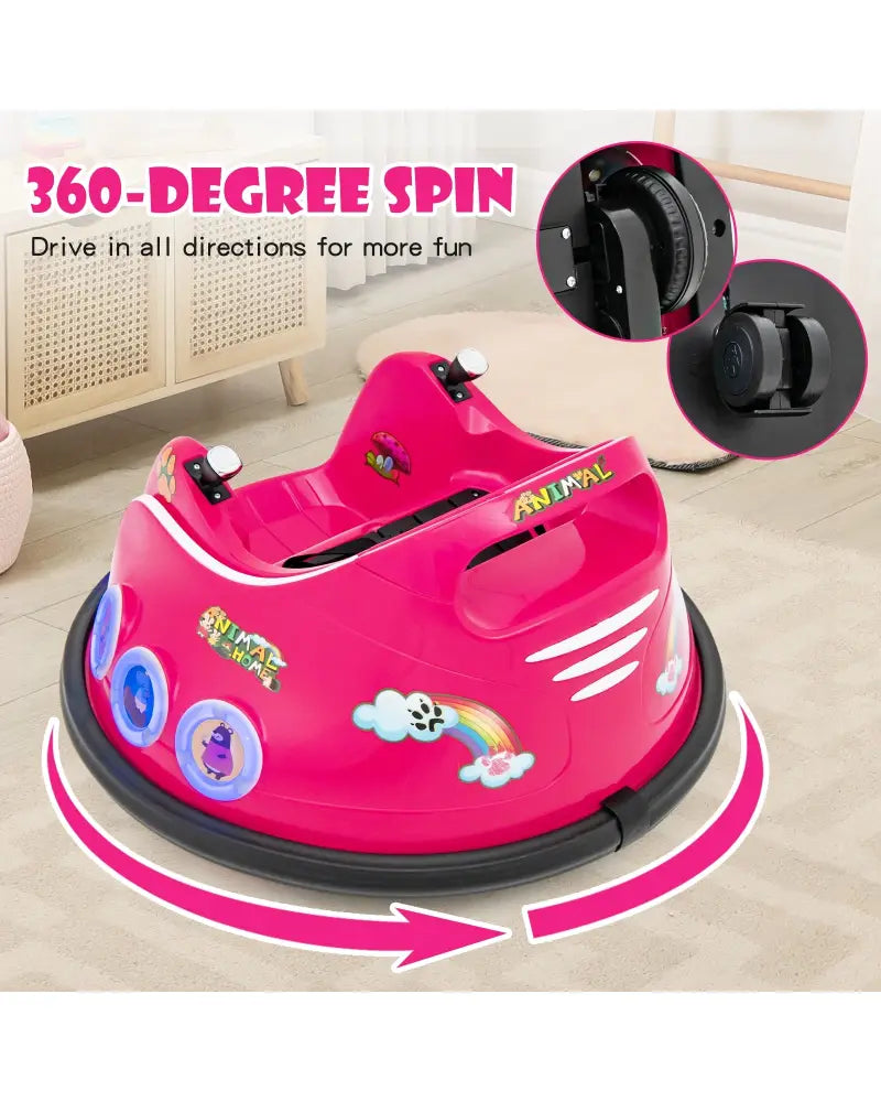 12V Electric Ride On Car with Remote Control and Flashing LED Lights-Pink - Pink - Powered Ride On Toys