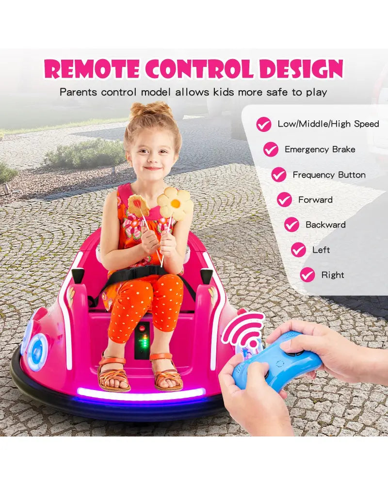 12V Electric Ride On Car with Remote Control and Flashing LED Lights-Pink - Pink - Powered Ride On Toys