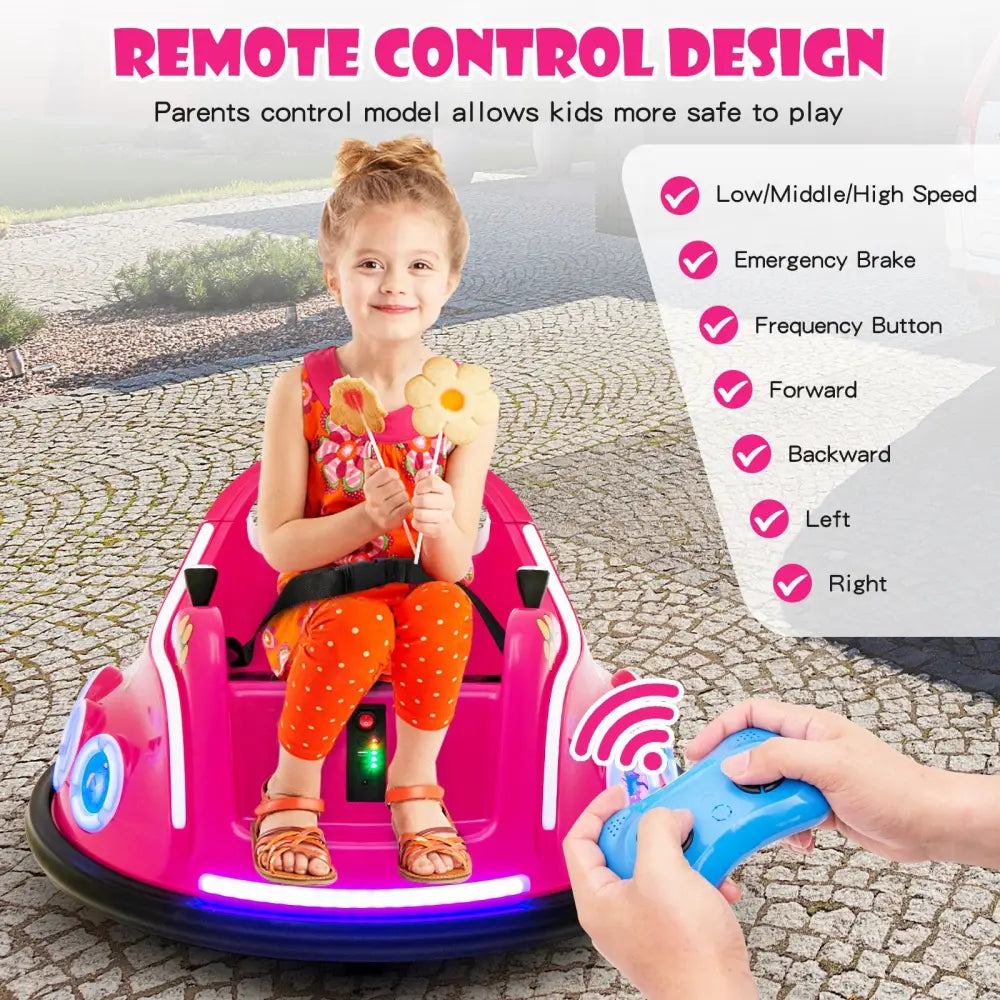 12V Electric Ride On Car with Remote Control and Flashing LED Lights-Pink - Pink - Powered Ride On Toys