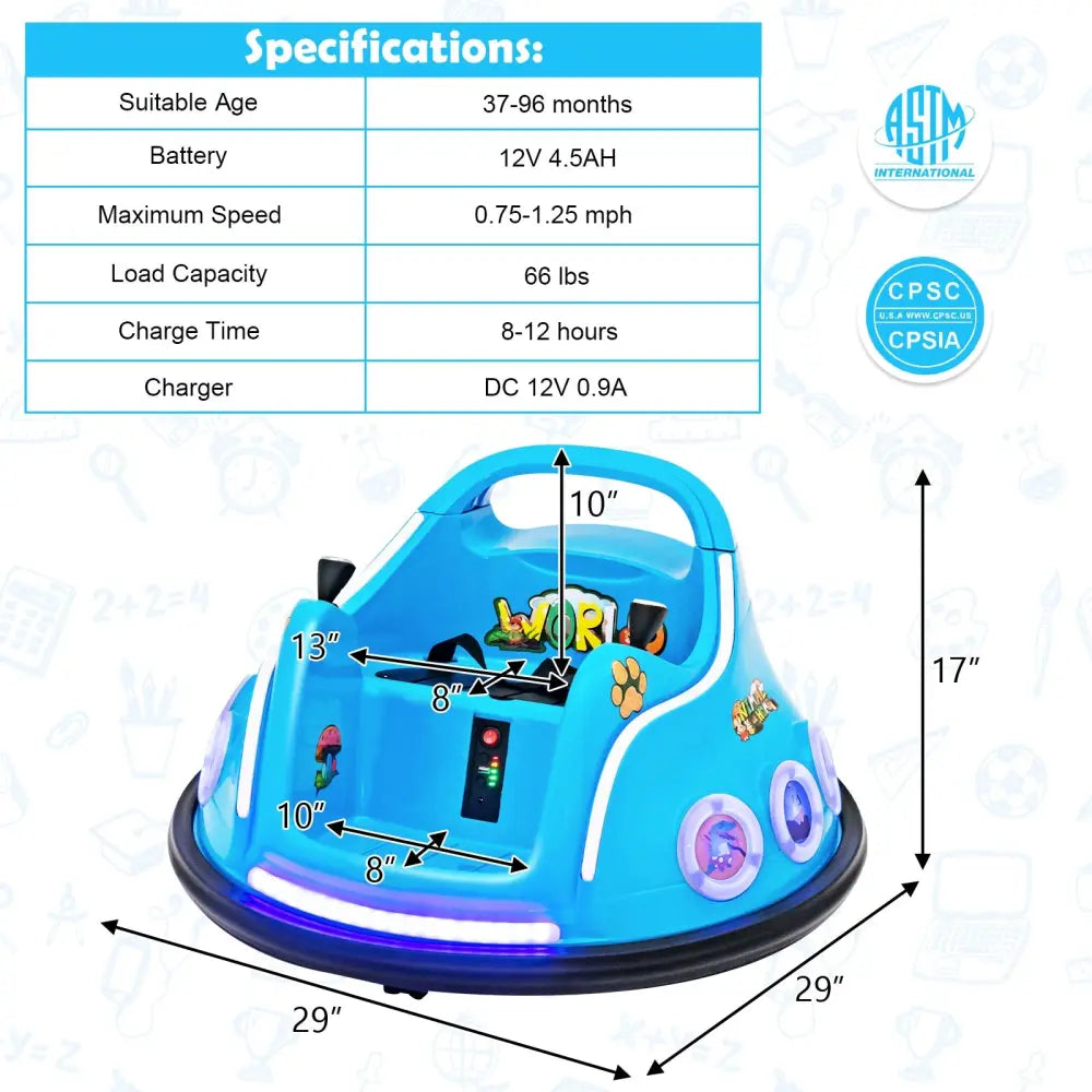 12V Electric Ride On Car with Remote Control and Flashing LED Lights-Navy - Navy - Powered Ride On Toys