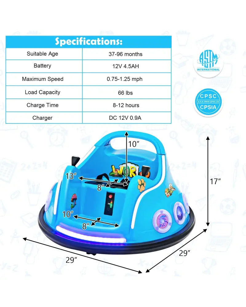 12V Electric Ride On Car with Remote Control and Flashing LED Lights-Navy - Navy - Powered Ride On Toys
