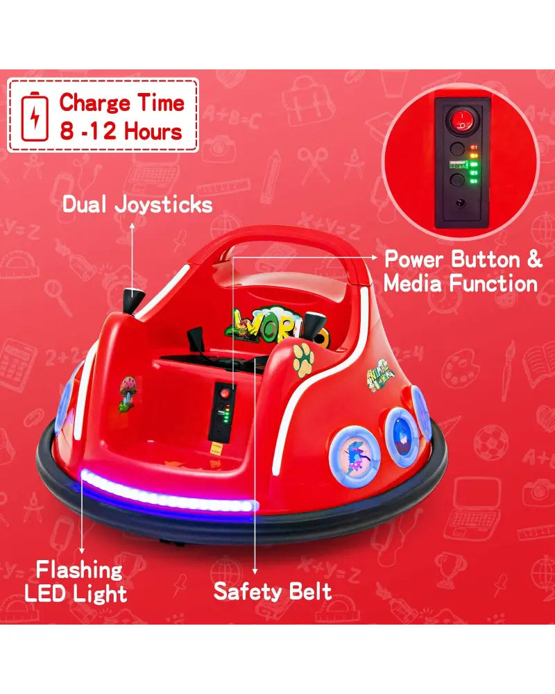 12V Electric Ride On Car with Remote Control and Flashing LED Lights-Red - Red - Powered Ride On Toys