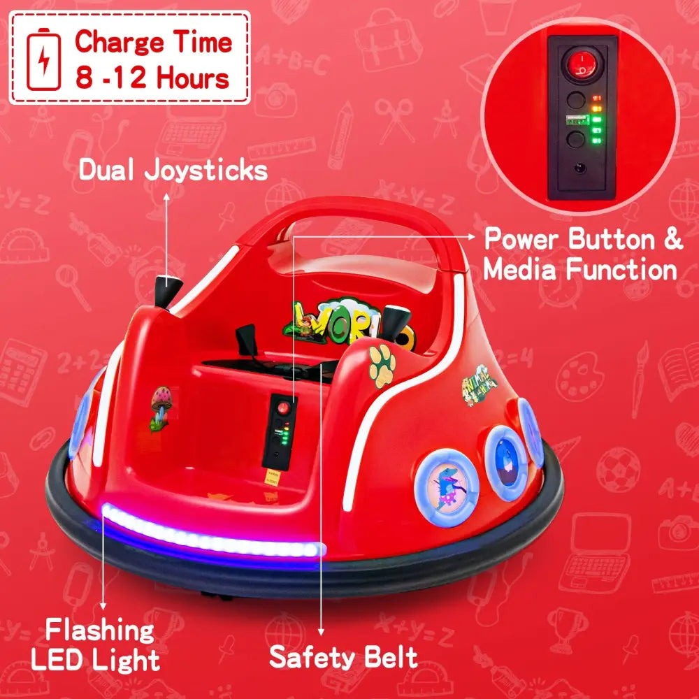 12V Electric Ride On Car with Remote Control and Flashing LED Lights-Red - Red - Powered Ride On Toys