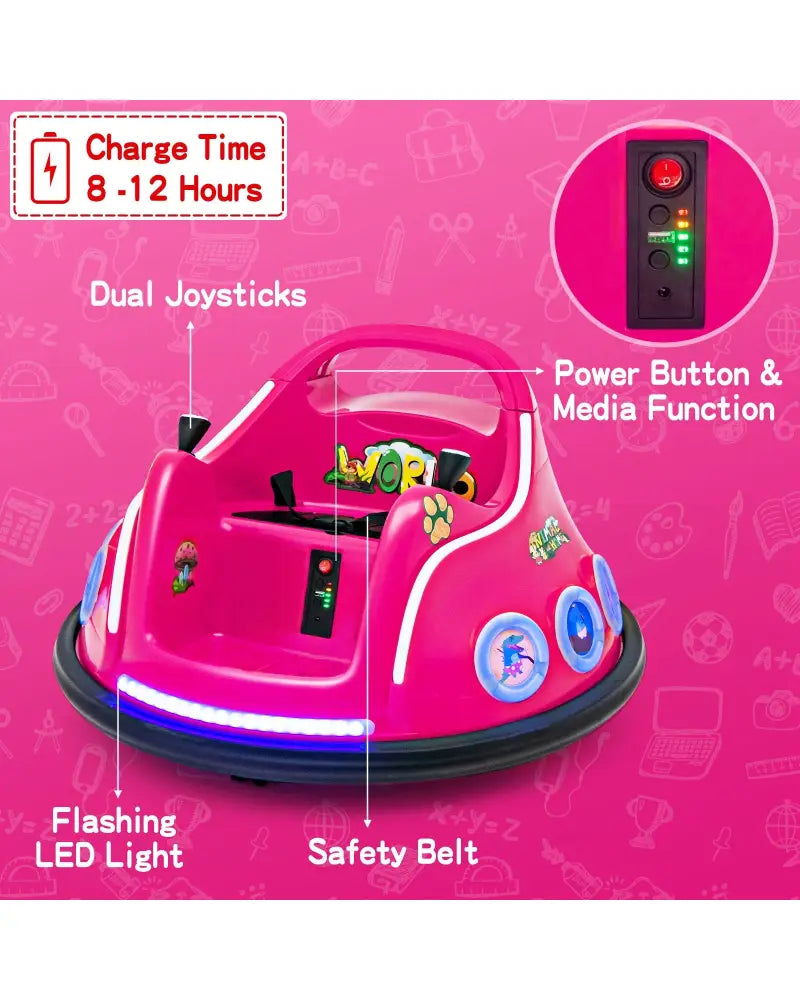12V Electric Ride On Car with Remote Control and Flashing LED Lights-Pink - Pink - Powered Ride On Toys