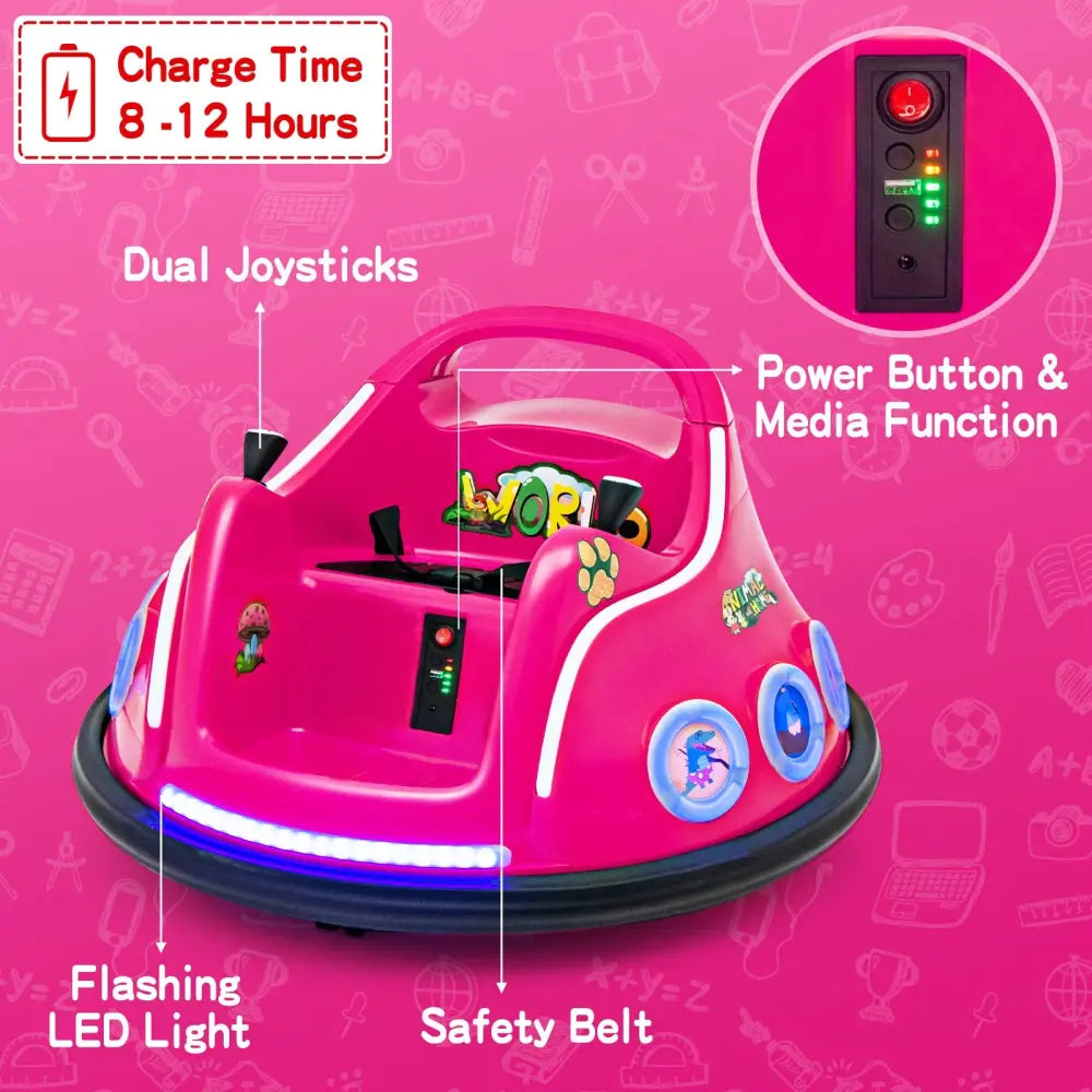 12V Electric Ride On Car with Remote Control and Flashing LED Lights-Pink - Pink - Powered Ride On Toys