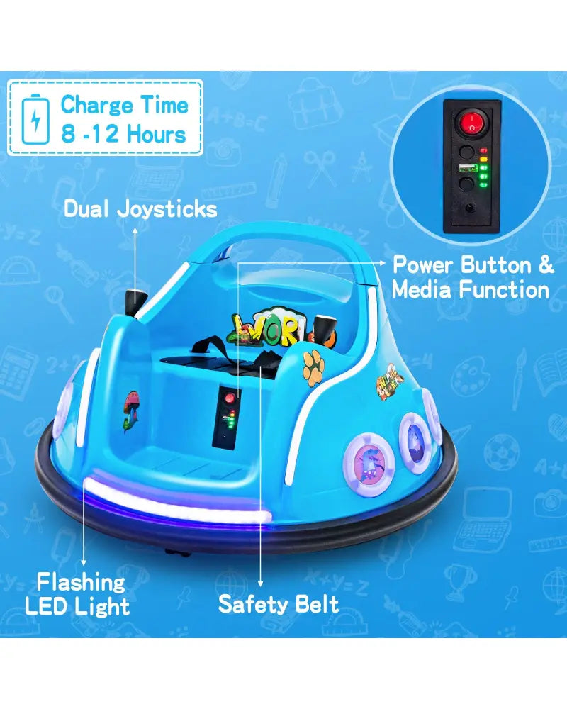 12V Electric Ride On Car with Remote Control and Flashing LED Lights-Navy - Navy - Powered Ride On Toys