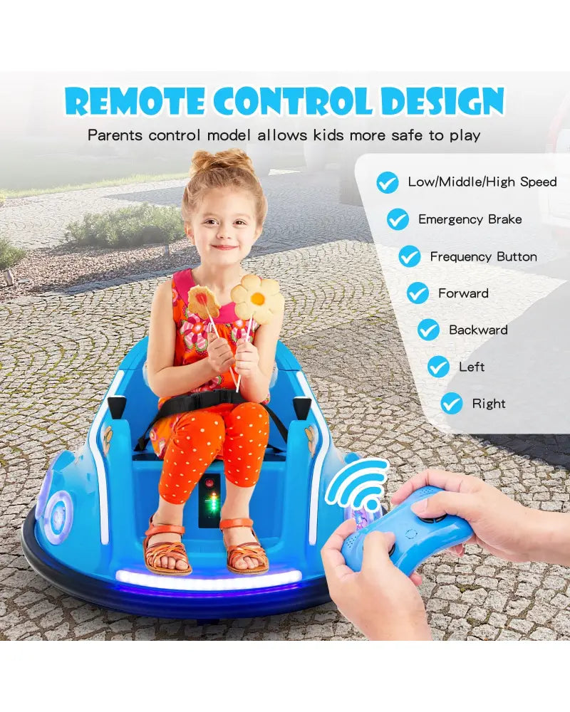 12V Electric Ride On Car with Remote Control and Flashing LED Lights-Navy - Navy - Powered Ride On Toys