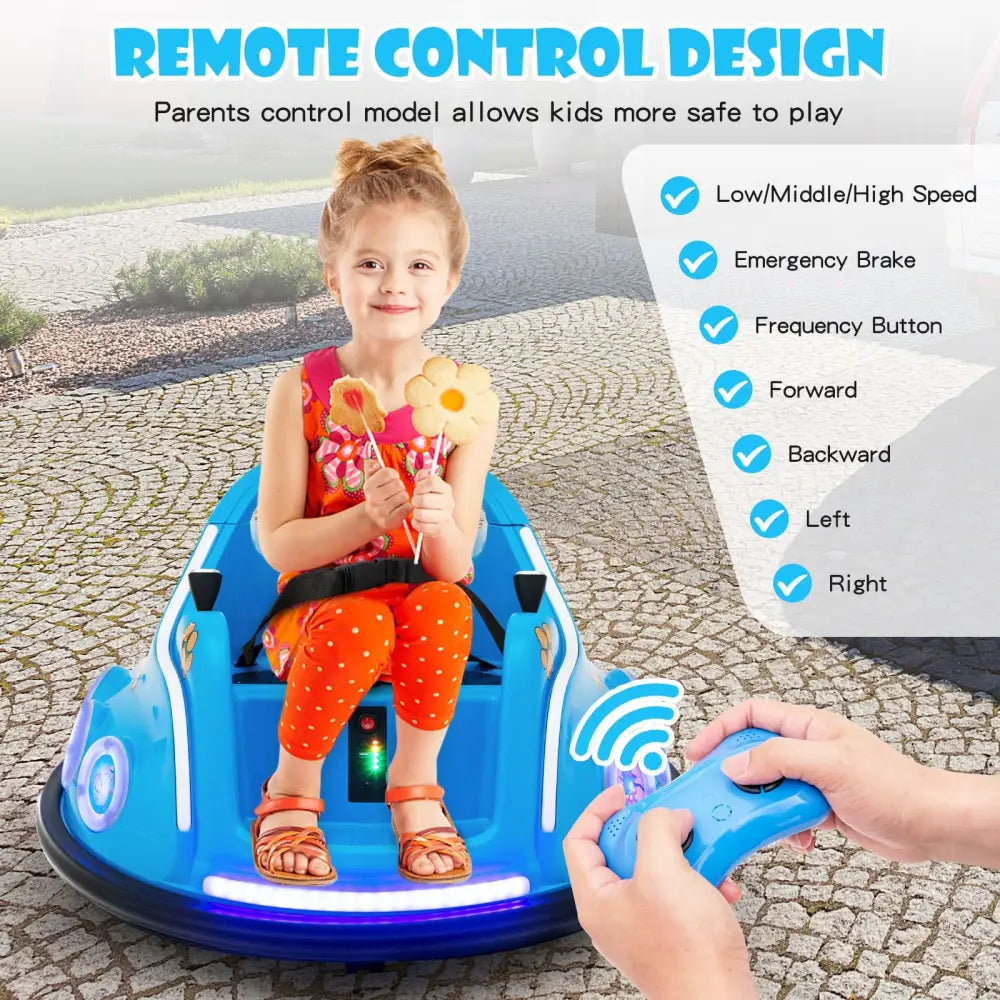 12V Electric Ride On Car with Remote Control and Flashing LED Lights-Navy - Navy - Powered Ride On Toys