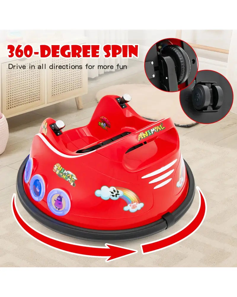 12V Electric Ride On Car with Remote Control and Flashing LED Lights-Red - Red - Powered Ride On Toys