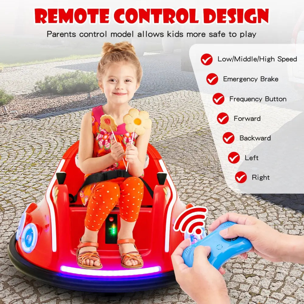 12V Electric Ride On Car with Remote Control and Flashing LED Lights-Red - Red - Powered Ride On Toys