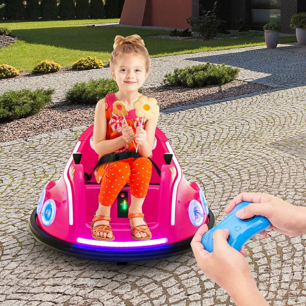 12V Electric Ride On Car with Remote Control and Flashing LED Lights-Pink - Pink - Powered Ride On Toys