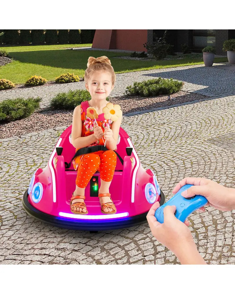 12V Electric Ride On Car with Remote Control and Flashing LED Lights-Pink - Pink - Powered Ride On Toys
