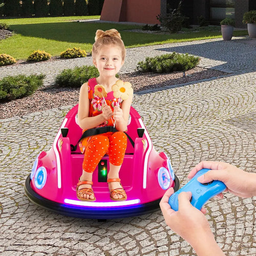 12V Electric Ride On Car with Remote Control and Flashing LED Lights-Pink - Pink - Powered Ride On Toys