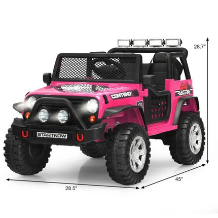 12V Kids Electric Ride On Truck with Remote Control and Operation Lever - Pink - Oasis Home Essentials
