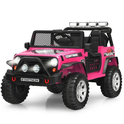 12V Kids Electric Ride On Truck with Remote Control and Operation Lever - Pink - Oasis Home Essentials