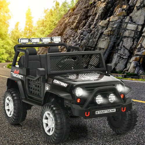 12V Kids Electric Ride On Truck with Remote Control and Operation Lever-Black - Black - Powered Ride On Toys