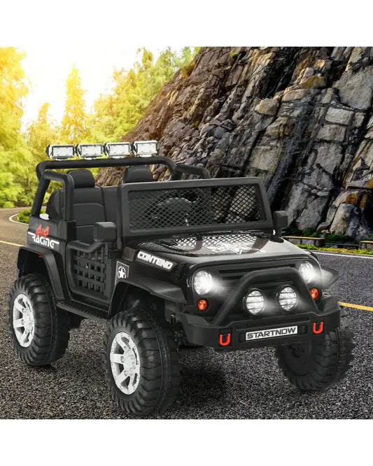 12V Kids Electric Ride On Truck with Remote Control and Operation Lever-Black - Black - Powered Ride On Toys
