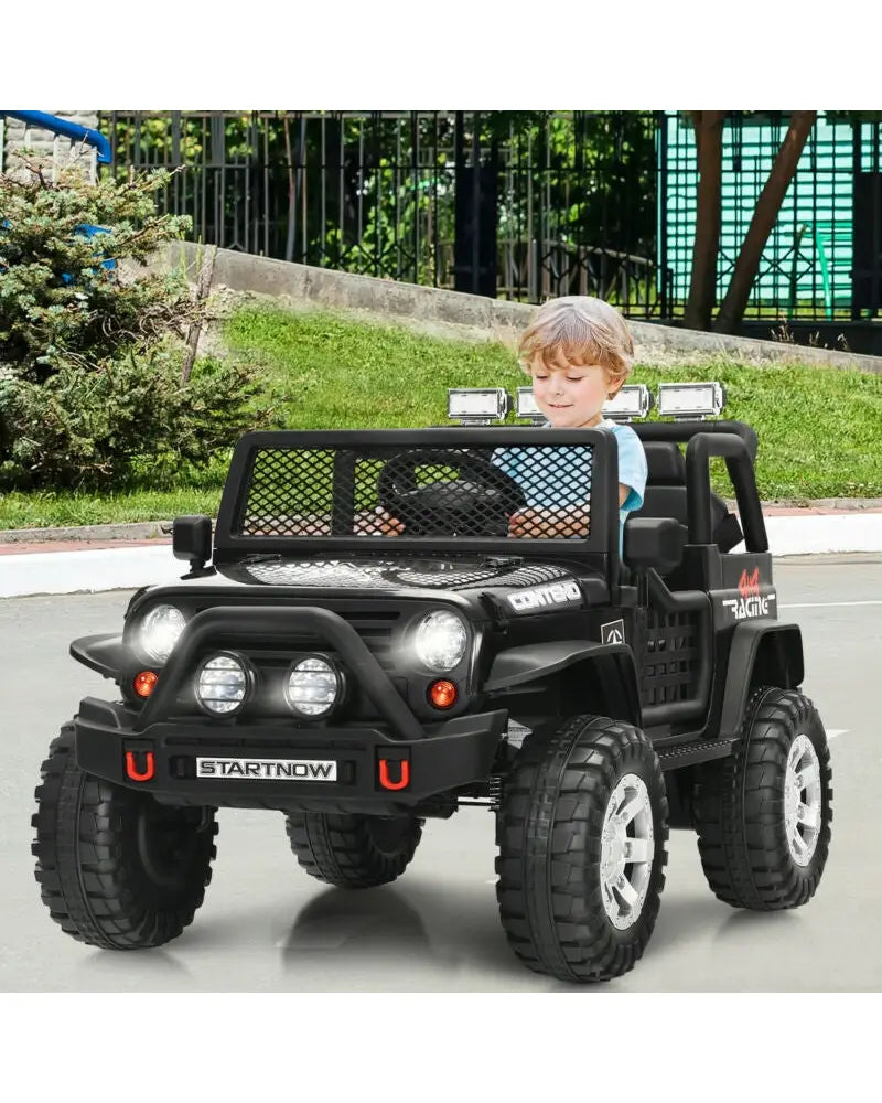 12V Kids Electric Ride On Truck with Remote Control and Operation Lever-Black - Black - Powered Ride On Toys