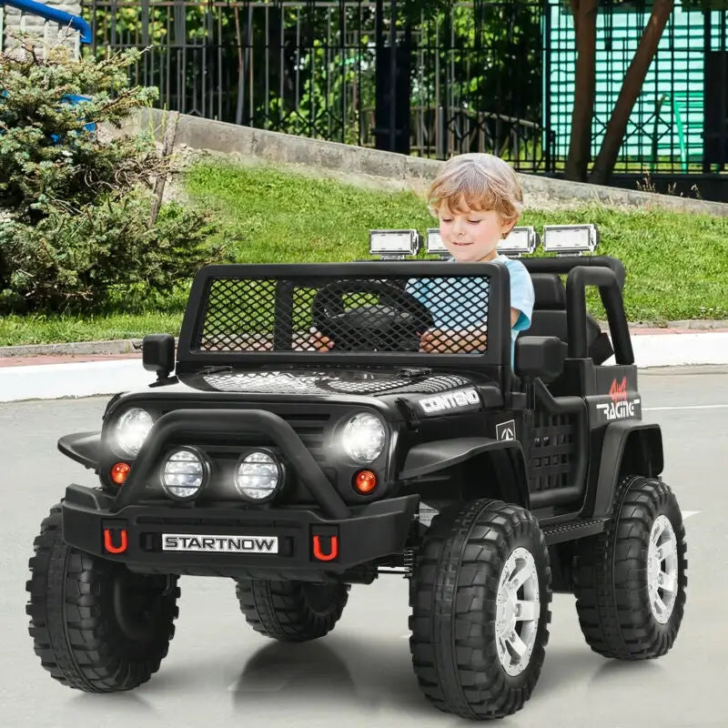 12V Kids Electric Ride On Truck with Remote Control and Operation Lever-Black - Black - Powered Ride On Toys