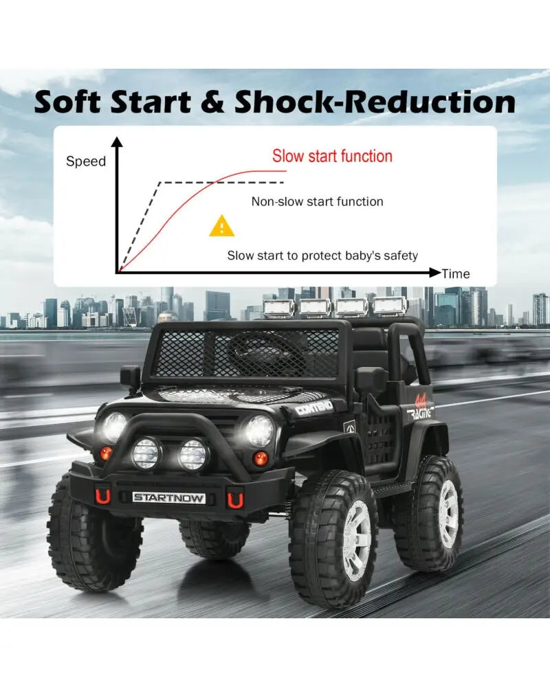 12V Kids Electric Ride On Truck with Remote Control and Operation Lever-Black - Black - Powered Ride On Toys